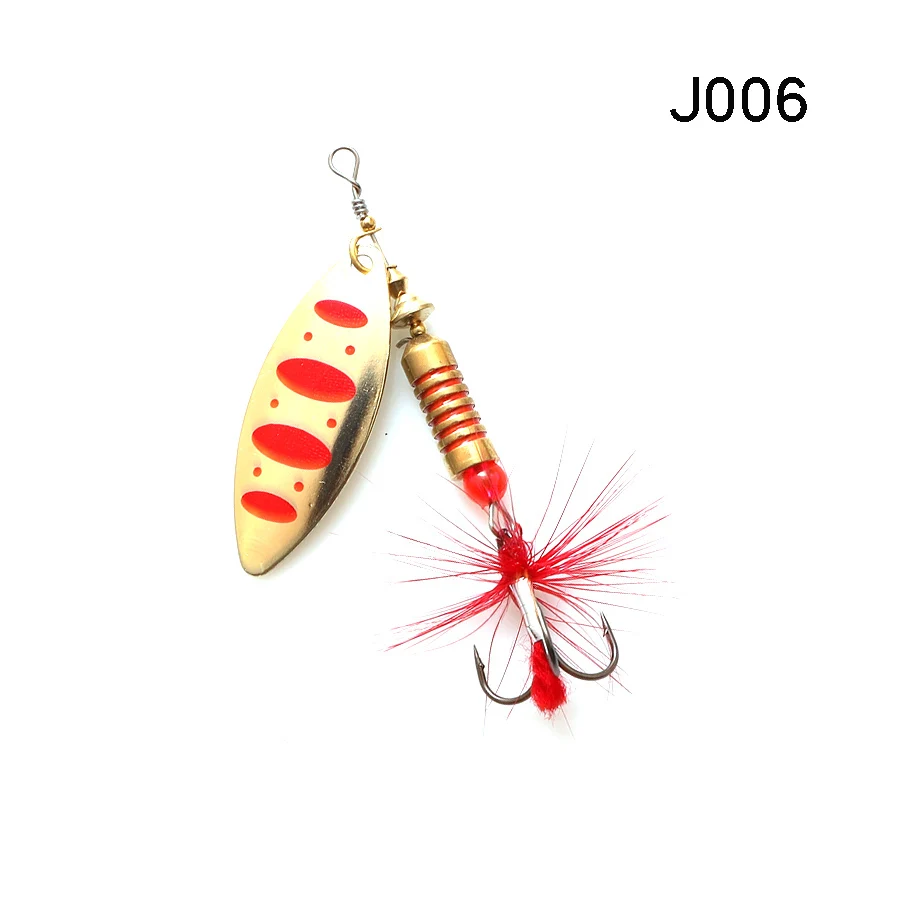 W.P.E New Spinner Lure Hard Bait 1pcs 6.5g/10g/13.5g Spoon Lure Metal Lure Feather Treble Hook Fishing Tackle Bass Fishing Pesca - Цвет: J006
