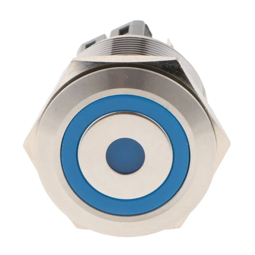 

Mounting Hole 25mm 12V Waterproof Metal Indicator Light Blue LED Signal Lamp High-lighted ~Flat Head