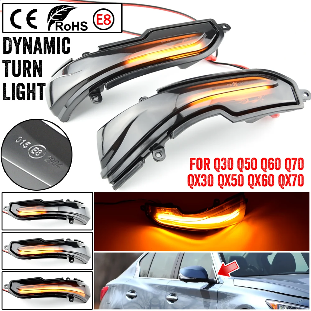 

Pair Flowing Turn Signal Light LED Side Wing Rearview Mirror Dynamic Indicator Blinker for Infiniti Q50 Q60 Q70 QX30 15-19