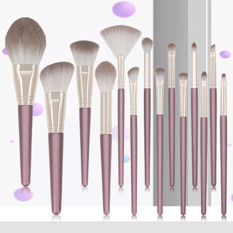 

14Pcs Makeup Brushes Set Cosmetic Foundation Powder Blush Eye Shadow Lip Make Up Brush Tool Kit with Wooden Handle
