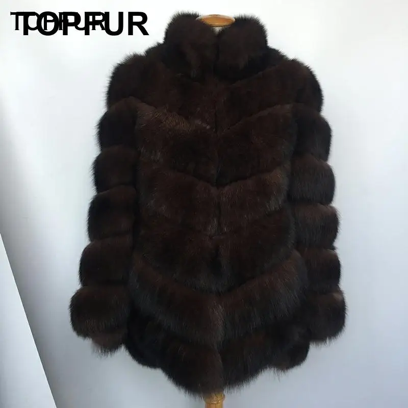 TOPFUR зимняя шуба с меховым воротником Соболь новинка 2018 из натурального Лисьего