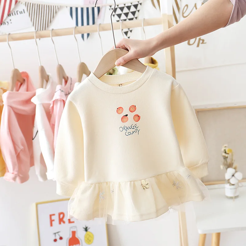 Весенне-Осенняя детская футболка с крыльями милое хлопковое платье принцессы