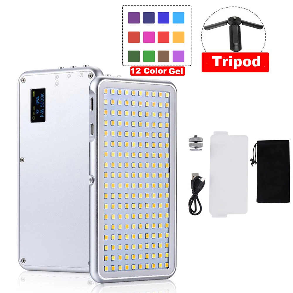 W tripod color gel 180 светодиодный s Карманный накамерный светодиодный светильник для видео ультратонкая диммируемая батарея 4000 мАч фотографический светильник ing для Canon sony DSLR camera s - Цвет: W tripod color gel