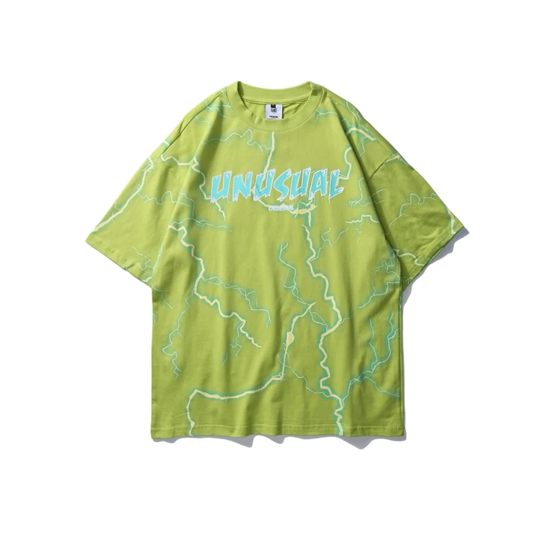 Футболка мужская с принтом грома чистый хлопок круглый вырез короткий рукав