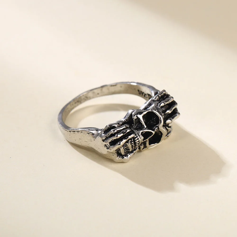 

Punk Men's Finger Ring Skull Silver Color Alloy Ring Birthday Party Hip Hop Gothic Style Anniversary Jewelry Gift
