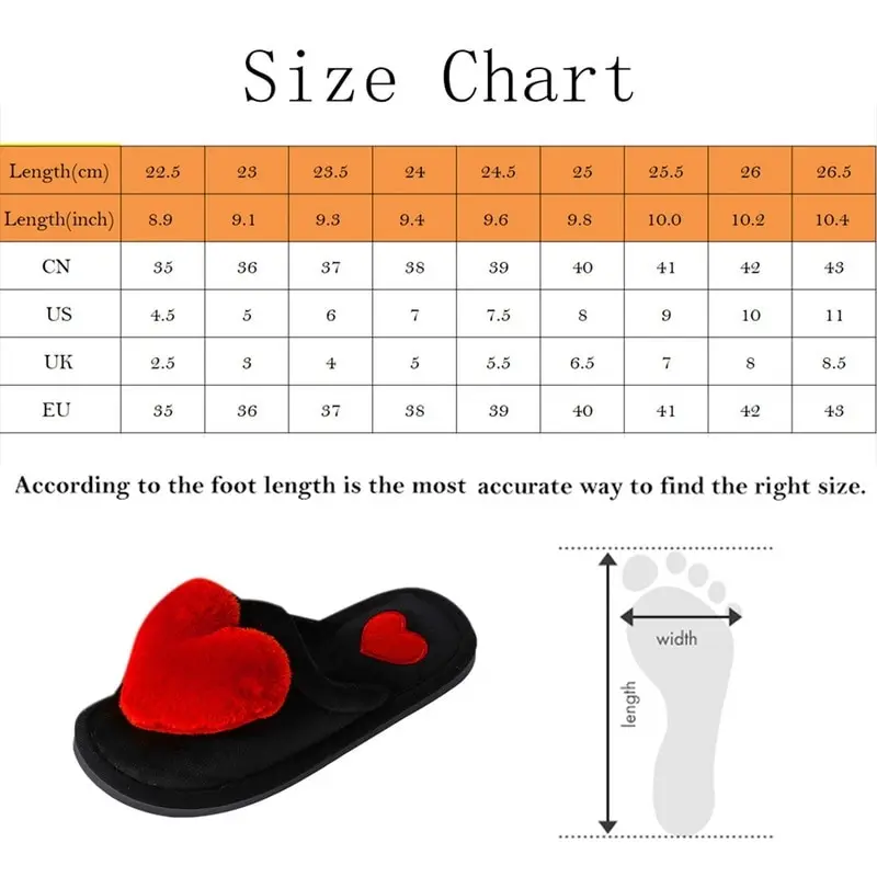 

Women Slippers Winter Home Shoes Women House Slippers Warm Love Heart Non-Slip Floor Home Furry Slippers Fashion Fur Slides