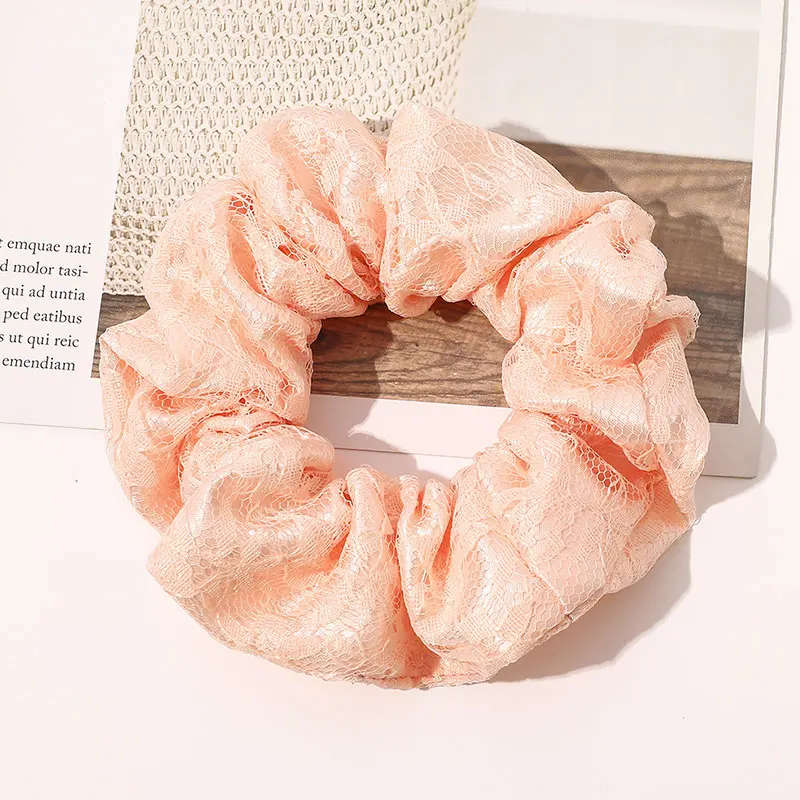 

Solid Color Lace Hair Scrunchies Double Layers Splice Hair Ties Ring Women Rubber Band Fashion Ponytail Holder Hair Accessories
