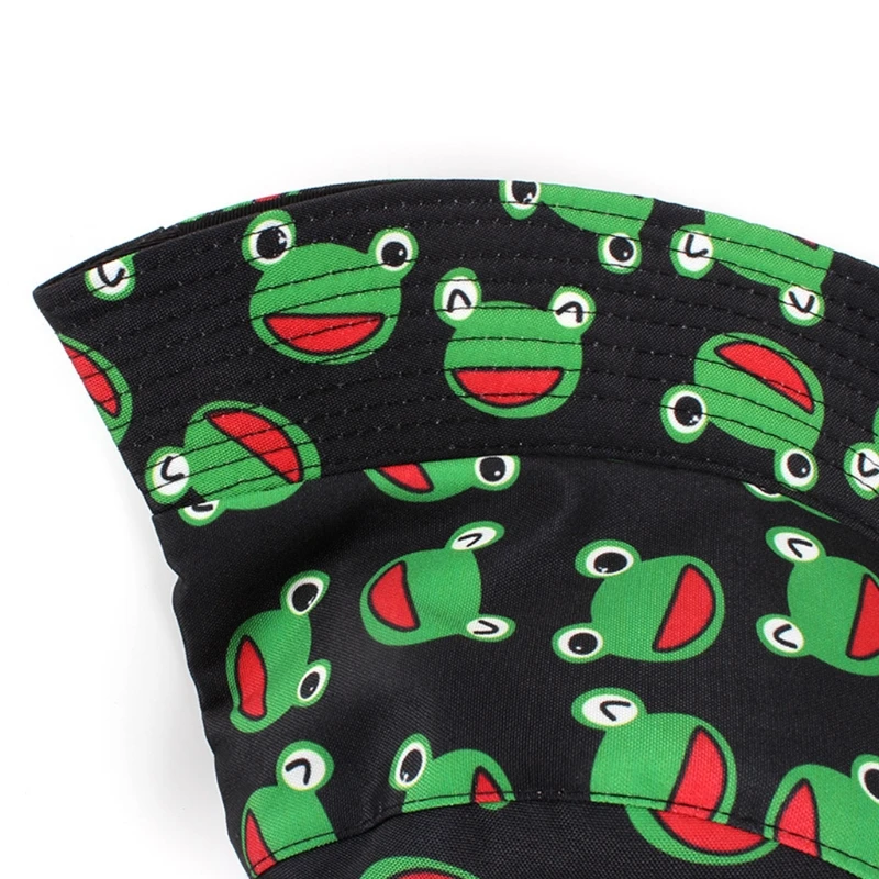 

Unisex Double-sided Sun Hat Inner Black Bucket Outer Cartoon Patterns