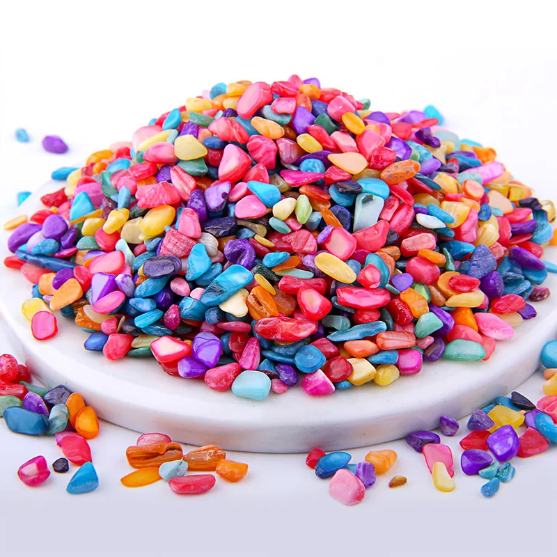 Shell Beads Разноцветные Бусины 3-5 мм, 20 г, 50 г, 100 г, смешанный природный гравий, кристалл, бисер, неправильный энергетический драгоценный камень, бусины для рыбного бака, бонсай, украшение - Цвет: Shell Beads