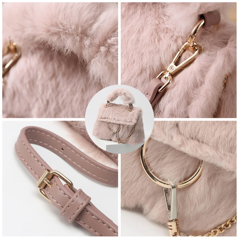 Женская сумка-Кроссбоди из натурального кроличьего меха с верхней ручкой | Багаж