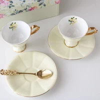 ceramic yellow evening primrose cup and saucer setelegant gift box cup and saucer
