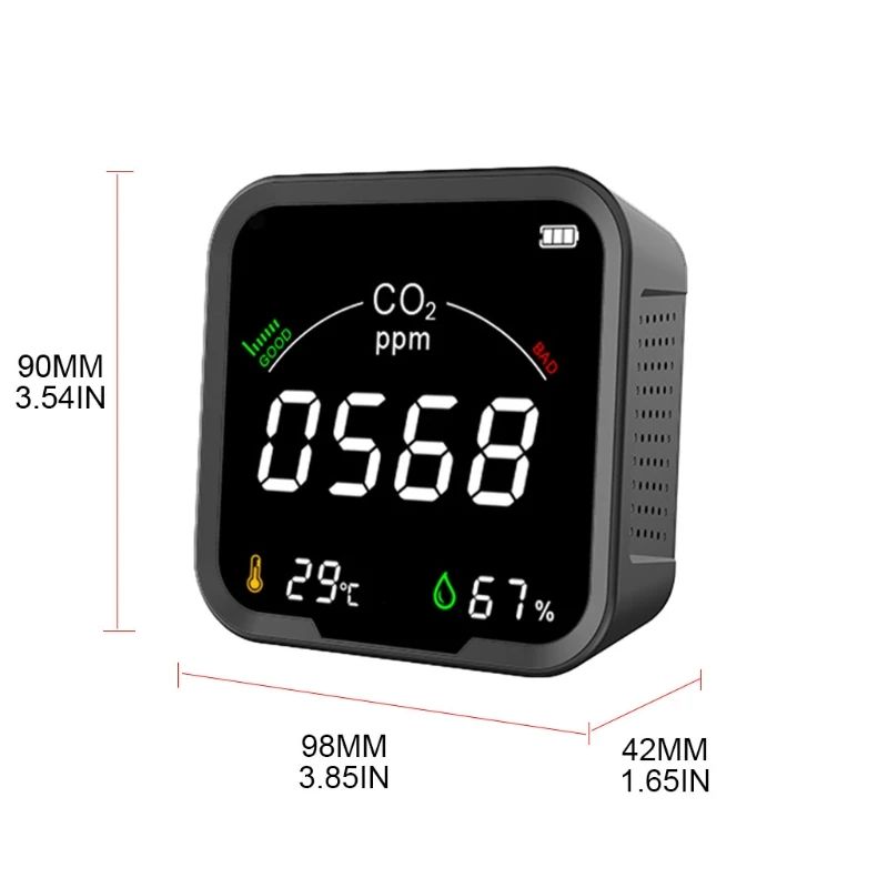 

CO2 Measuring Device NDIR Sensor CO2 Carbon Dioxide Detector Intelligent Air Tester with Temperature-Humidity-Display
