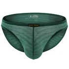 Мужское нижнее белье, сетчатые дышащие трусы, бикини, трусы, нижнее белье, трусы с выпуклым мешочком, модные трусы с низкой талией