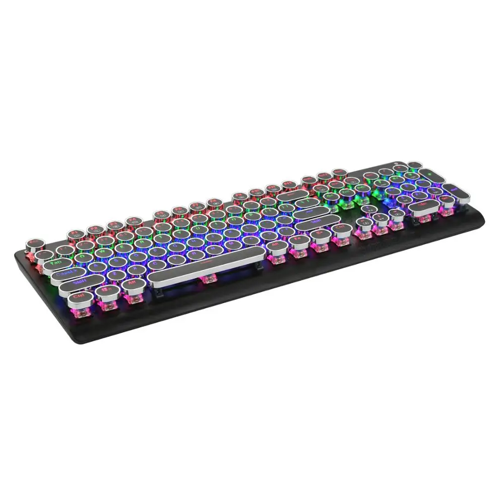 Retro Typewriter Keyboard , E-Yooso Round Keys Rainbow Led B