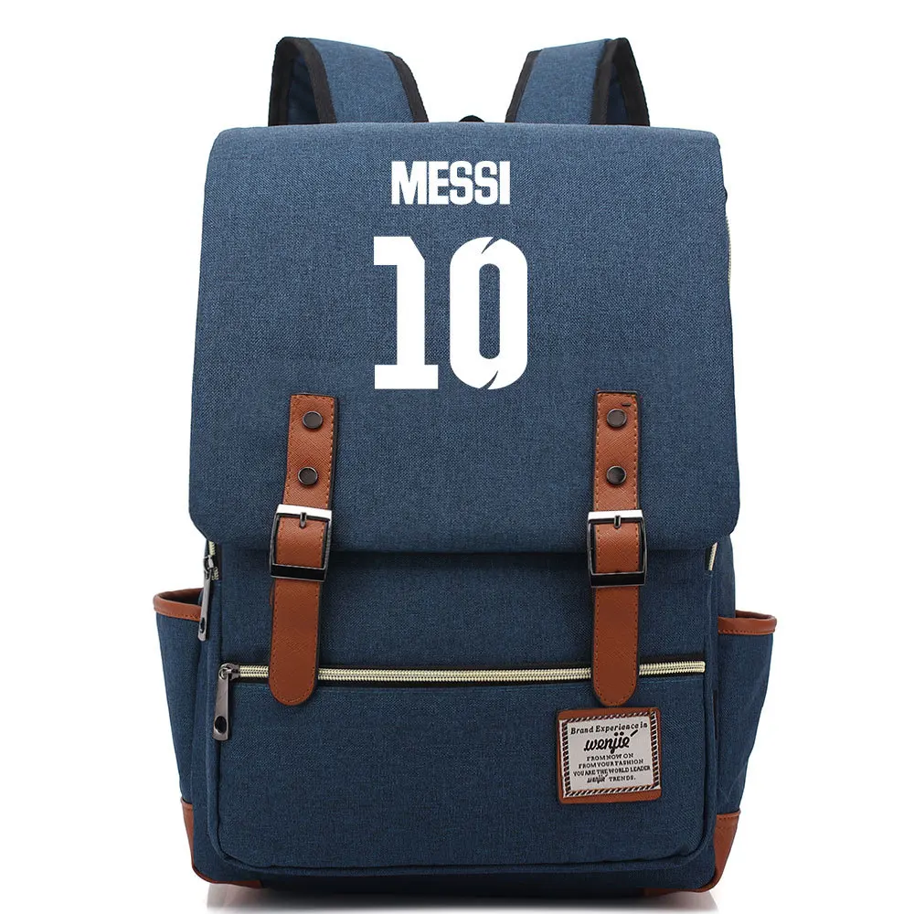 

Bassa Football Superstar Messi Canvas Backpack Students Travel Notebook Bag Gift for Children Kids