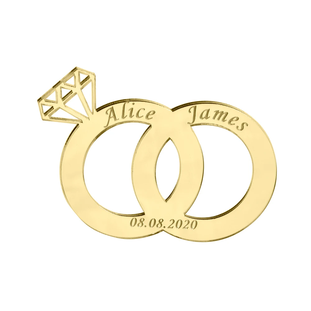

Personalized Engraved Diamond Ring Acrylic Name Card Table Centerpieces Decor 8CM Wedding Party Gift Decoration Favors