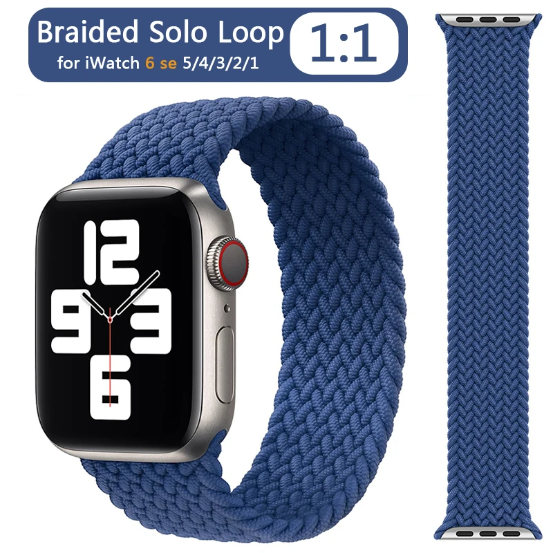 

For Apple Watch Band 44mm 40mm 38mm 42mm Official 1:1 Nylon Braided Solo Loop Strap Fabric Watchbands for iWatch SE 6 5 4 3 2 1