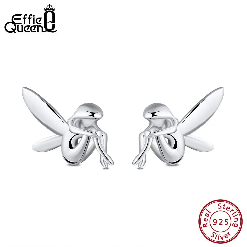 Effie queen 925 пробы серебряные серьги-гвоздики для женщин в форме сказочного эльфа для маленькой девочки серебряные украшения, серьги Brincos BE97