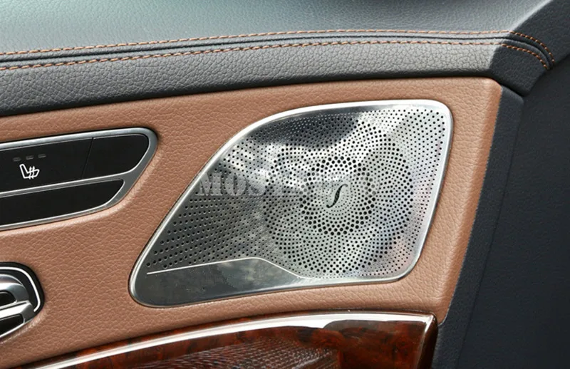 Для Benz S Class W222 нержавеющая внутренняя двери автомобиля Динамик накладка 2014 2019 4