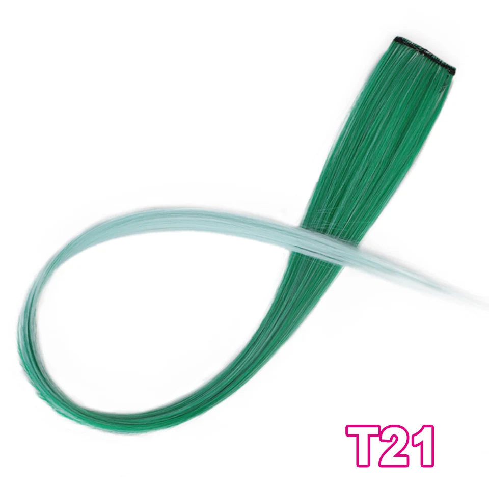 T21 Энергичные 1 зажим для наращивания волос чистый цвет 20 дюймов Синтетические длинные прямые серые красные волосы для наращивания термостойкие - Цвет: T21