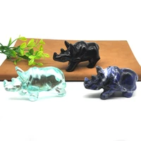 3 rhino statue natural quartz agate crystal healing reiki stones carved ornament home decorations diy necklace jewelry gifts