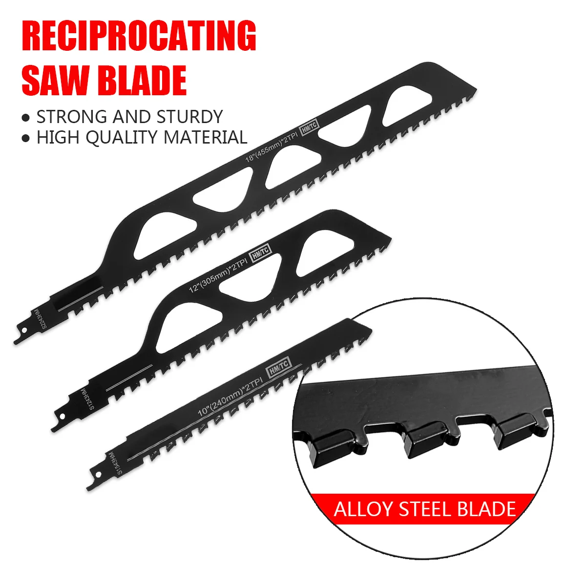 

240/305/455mm Reciprocating Saw Blades Hard Alloy Saber Saw For Wood Brick Stone Metal Cutting Aerated Cement Bricks Concrete