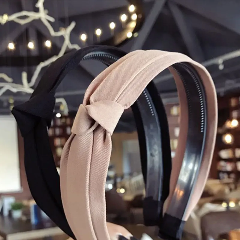 Модная женская однотонная тканевая Нескользящая повязка на голову Krean с узлом и