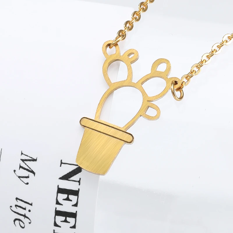 Минималистичное Ожерелье С КАКТУСОМ из нержавеющей стали бижутерия природных