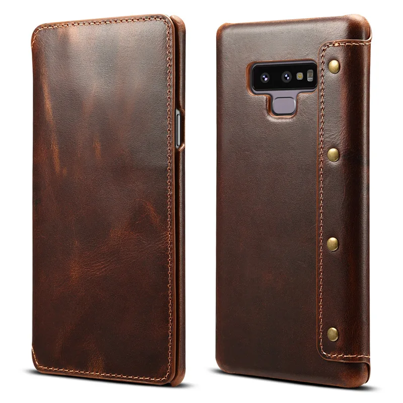 

Роскошный чехол из натуральной кожи в стиле ретро, чехол-бумажник с откидной крышкой для Samsung Galaxy S8 S9 S10 Plus note 8 9, чехол с держателем для карт, ч...