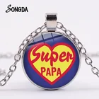 Ожерелье с изображением папы на шею I Love PAPA, стеклянный кабошон, значок-подвеска, мужское колье, высококачественные подарки на новый год, День отца