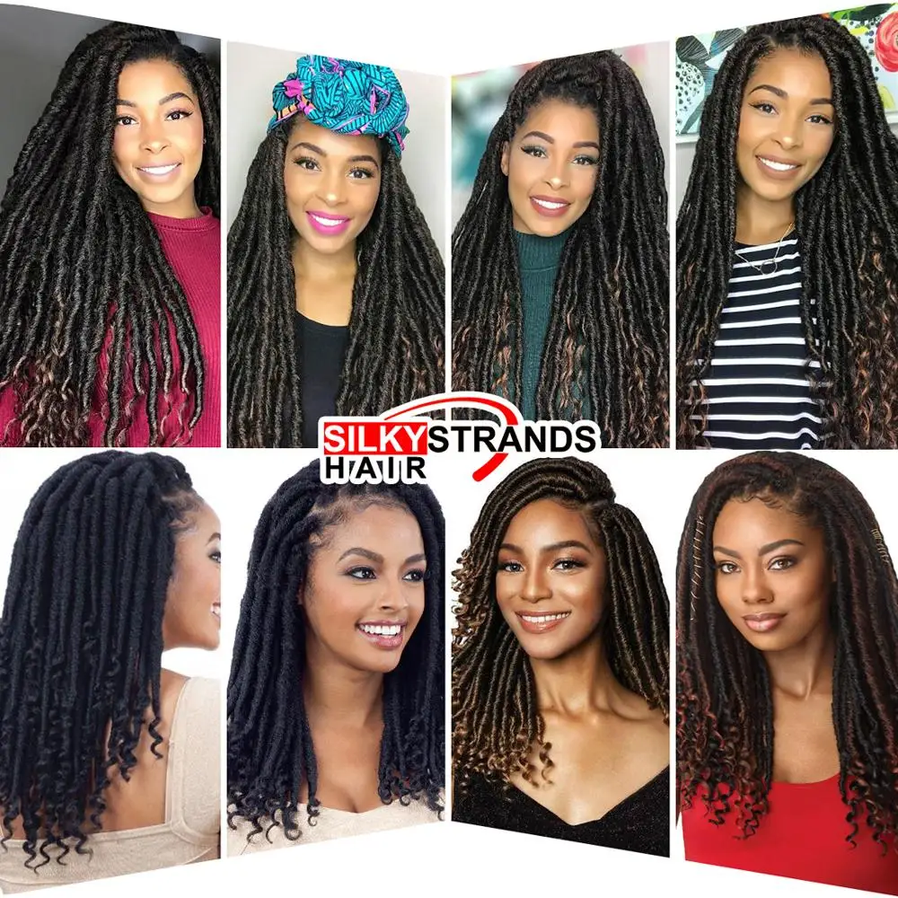 

14 18 inch Ombre Goddess Faux Locs Wholesale Synthetic Soft Curly End Faux Locs Dreadlocks Crochet Hair Extensions For Women