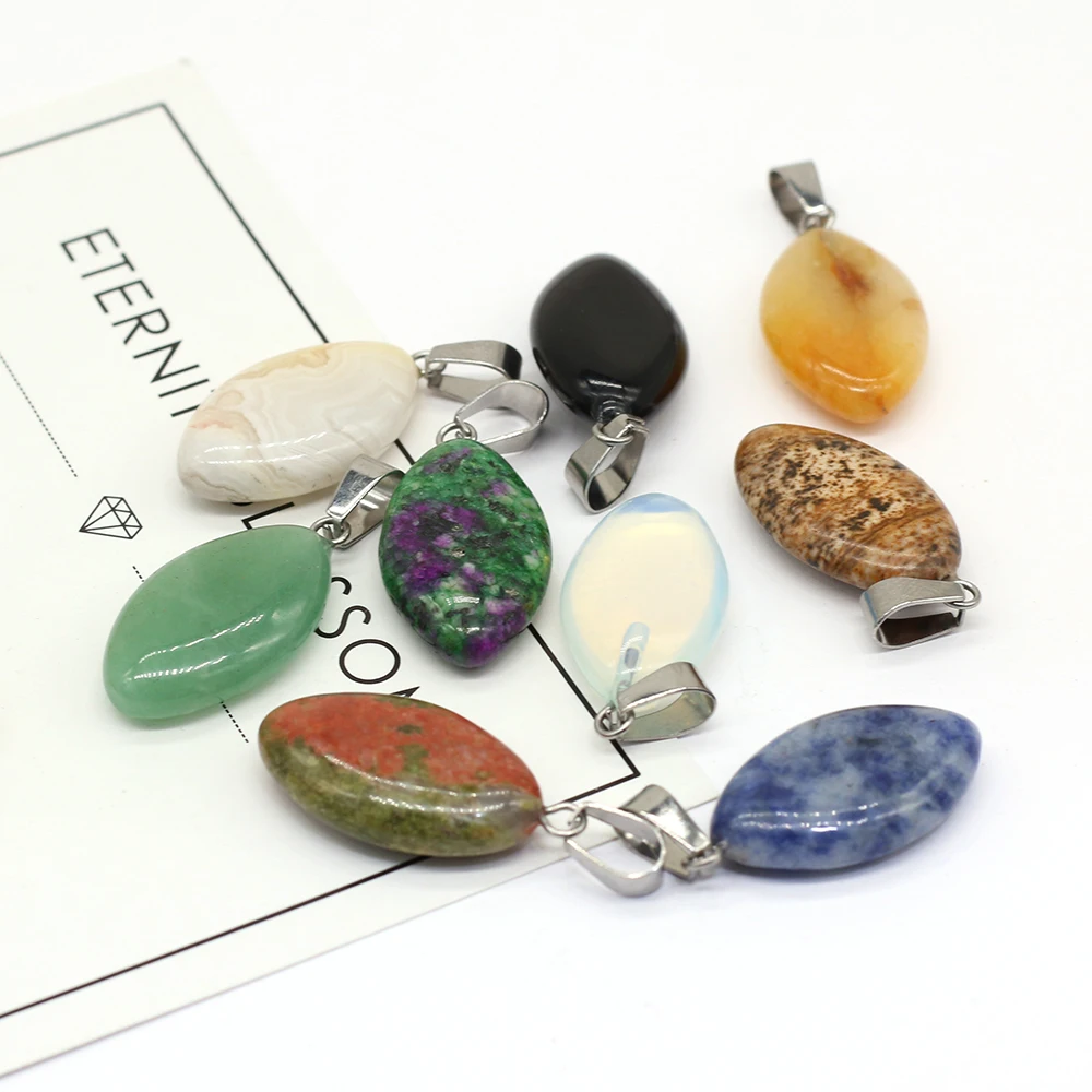 6 шт. Овальный Кулон из натурального камня для изготовления ювелирных изделий своими руками ожерелье серьги аксессуары лечебный драгоценный камень очаровательный подарок декор случайный 14x28 мм