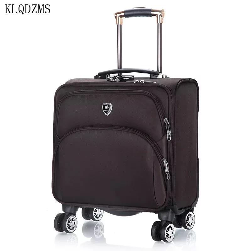 KLQDZMS 18 Inch Cute Carry On Luggage With Spinner Wheels Women Mini Travel Trolley Luggage Bag Portable Boarding Suitcase Bag