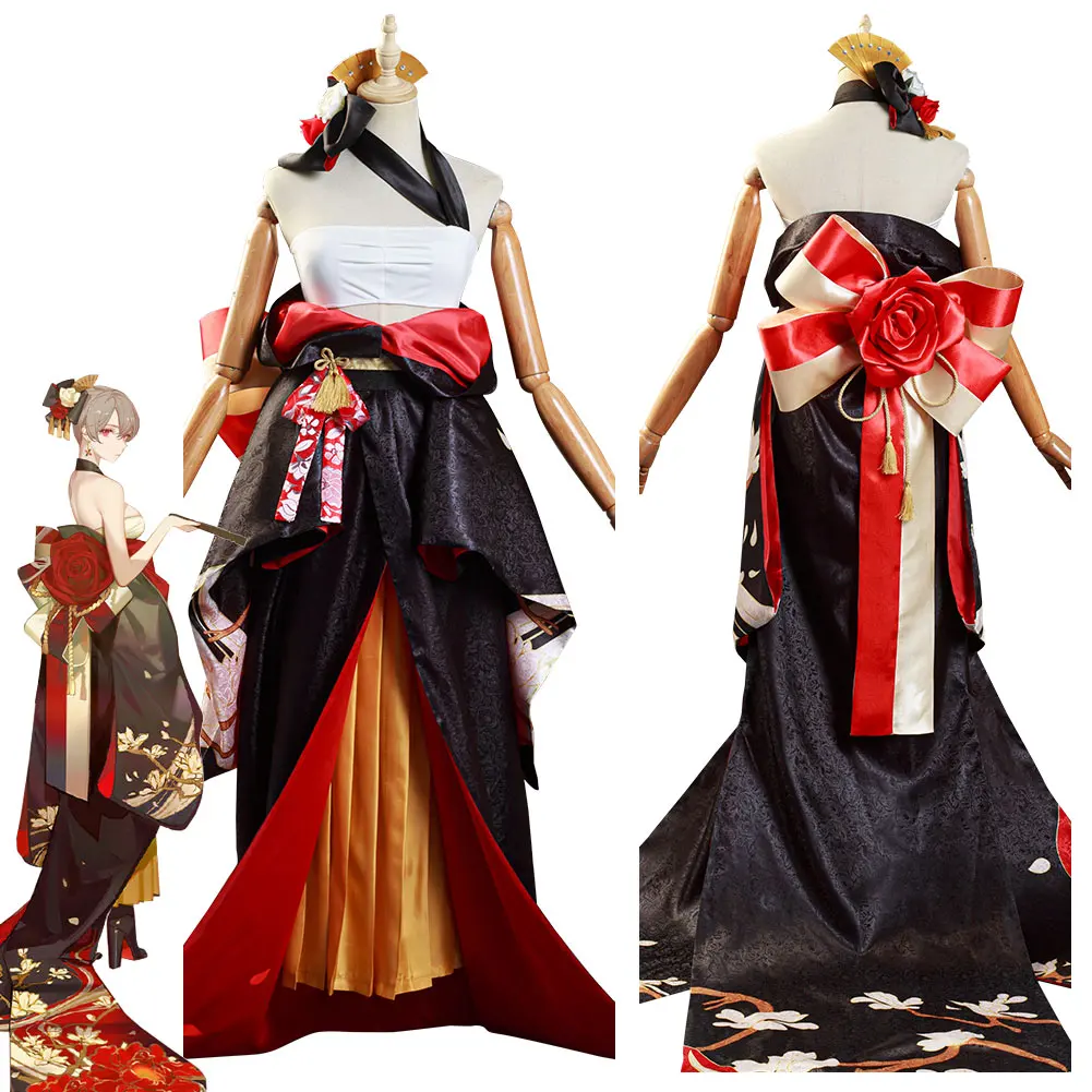 

Japanese Traditional Kimono Dress Game Azur Lane Jean Bart Cosplay Kimono Dress Costume Halloween Carnival Suit