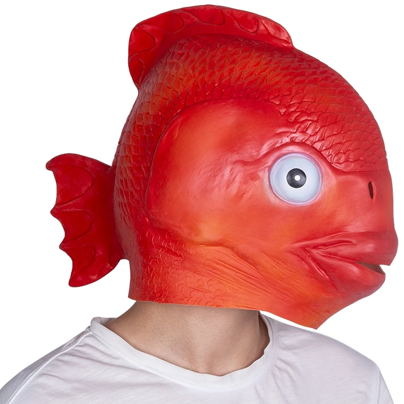 

Funny Goldfish Latex Mask Halloween Carnival Animal Fancy Dress Party Costume Props Lifelike Headgear