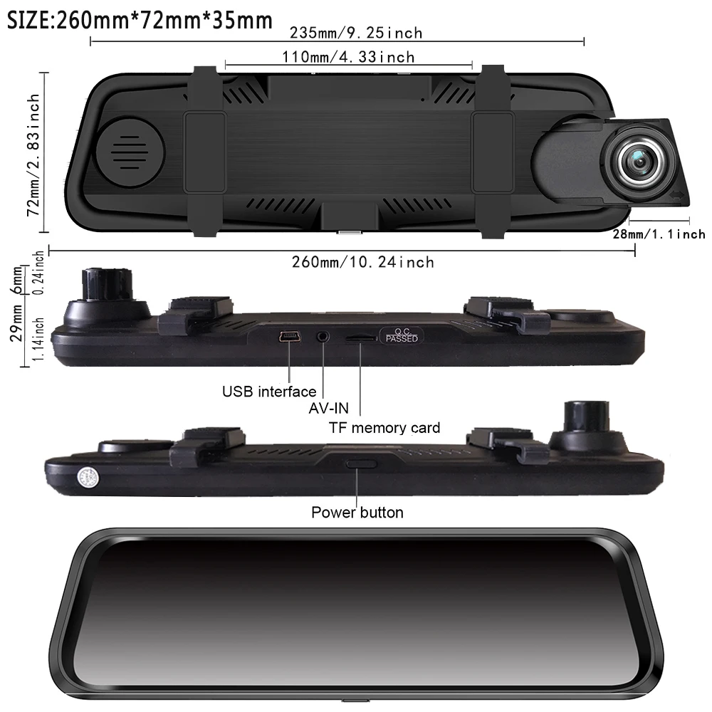 Lenovo 10-дюймовая шпилька для dash cam тактильные Экран dash cam era системы hd1080p автоматический Автомобильный видеорегистратор 24 часа в сутки Parque сзади Камера с двумя объективами видео Регистраторы