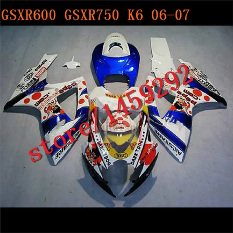 

New ABS Fairings Kit Fit for Suzuki 2006 2007 GSX-R600 GSX-R750 Fairings set GSXR 600 750 K6 K7 06 07 white blue black
