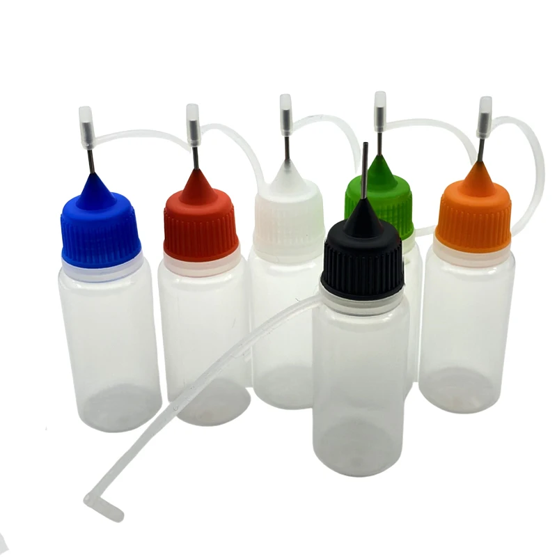 

5pcs 10ml Refillable Plastic Dropper Bottles With Metal Needle Cap Empty Liquid Jar Soft PE Vial