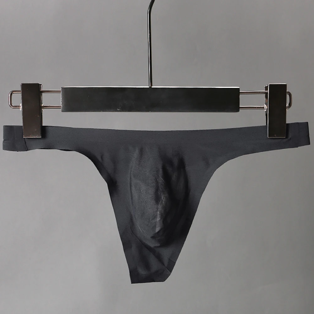 Men Underwear Sexy Low Rise Stretchy Briefs Breathable Thong T-Back Male Underpants Seamless Solid Comfortable Panties Intimates