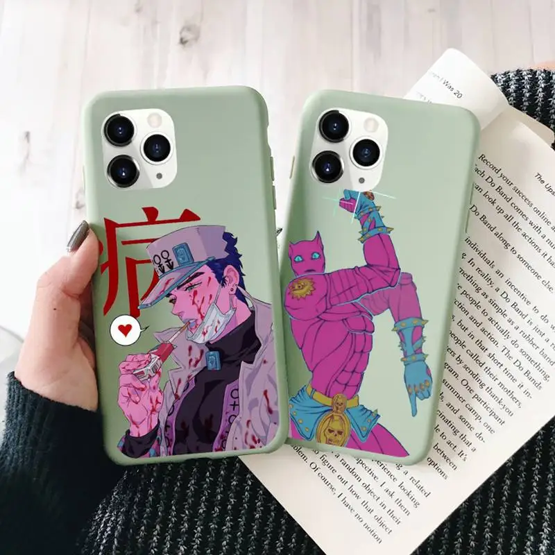

jojo bizarre adventure Phone Case Green Candy Color for iPhone 11 12 13 mini pro XS MAX 8 7 6 6S Plus X SE 2020 XR