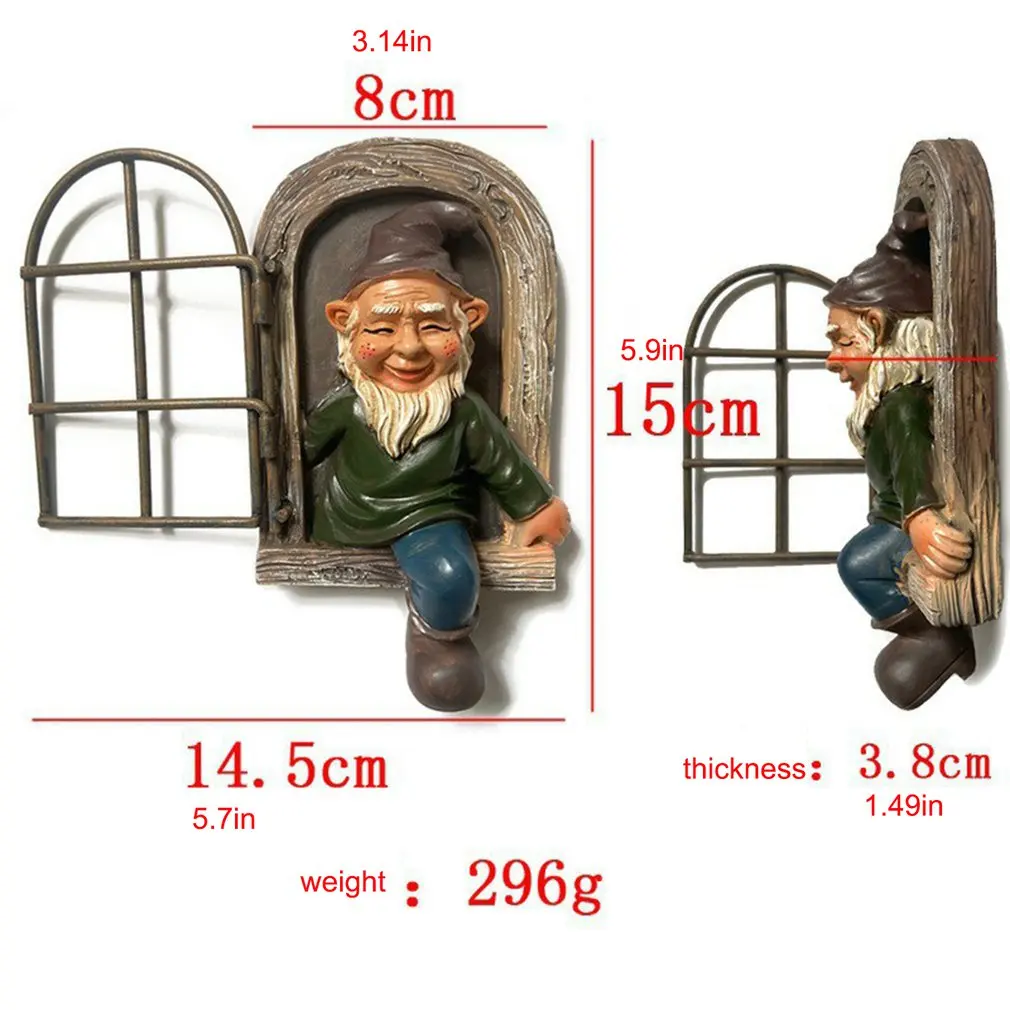 

Window Flipping Dwarf Dwarf Resin Crafts Yard Art Garden Decoration Resin Statues Courtyard Tree Decoration
