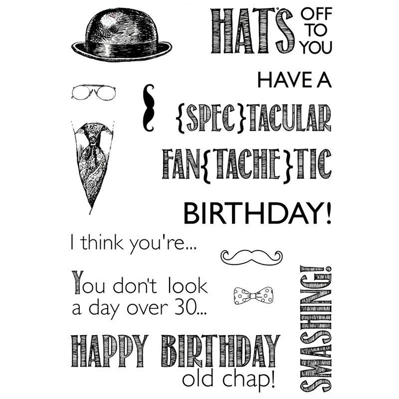 

2021 New Suits Hat Glasses Clear Stamp For DIY Craft Making Happy Birthday Greeting Card Word Scrapbooking No Metal Cutting Dies