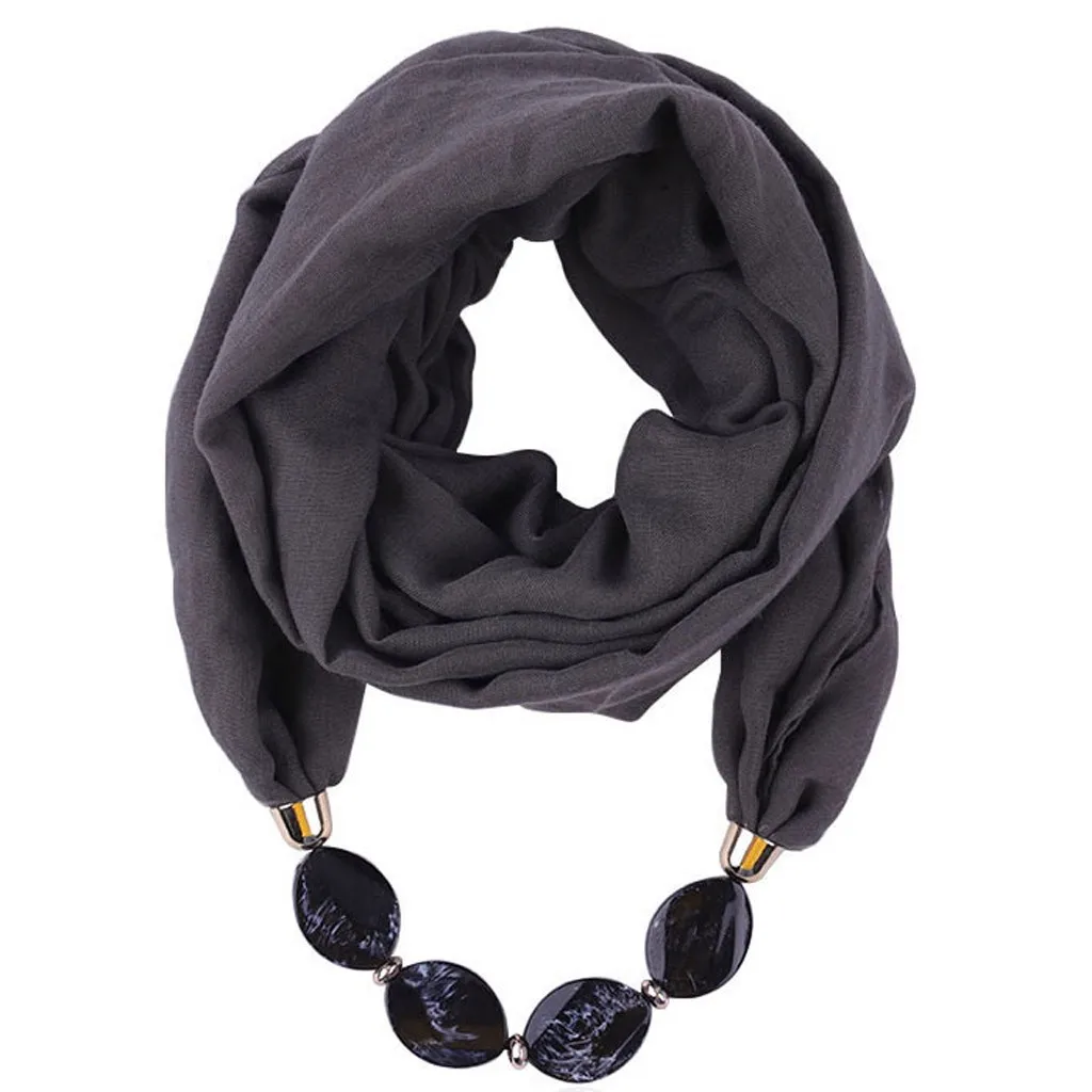 Women Fashion Solid Color Necklace Pendant Scarf Ethnic Style Soft Necklace Scarf Femme Accessories New Arrival#P15 - Цвет: G