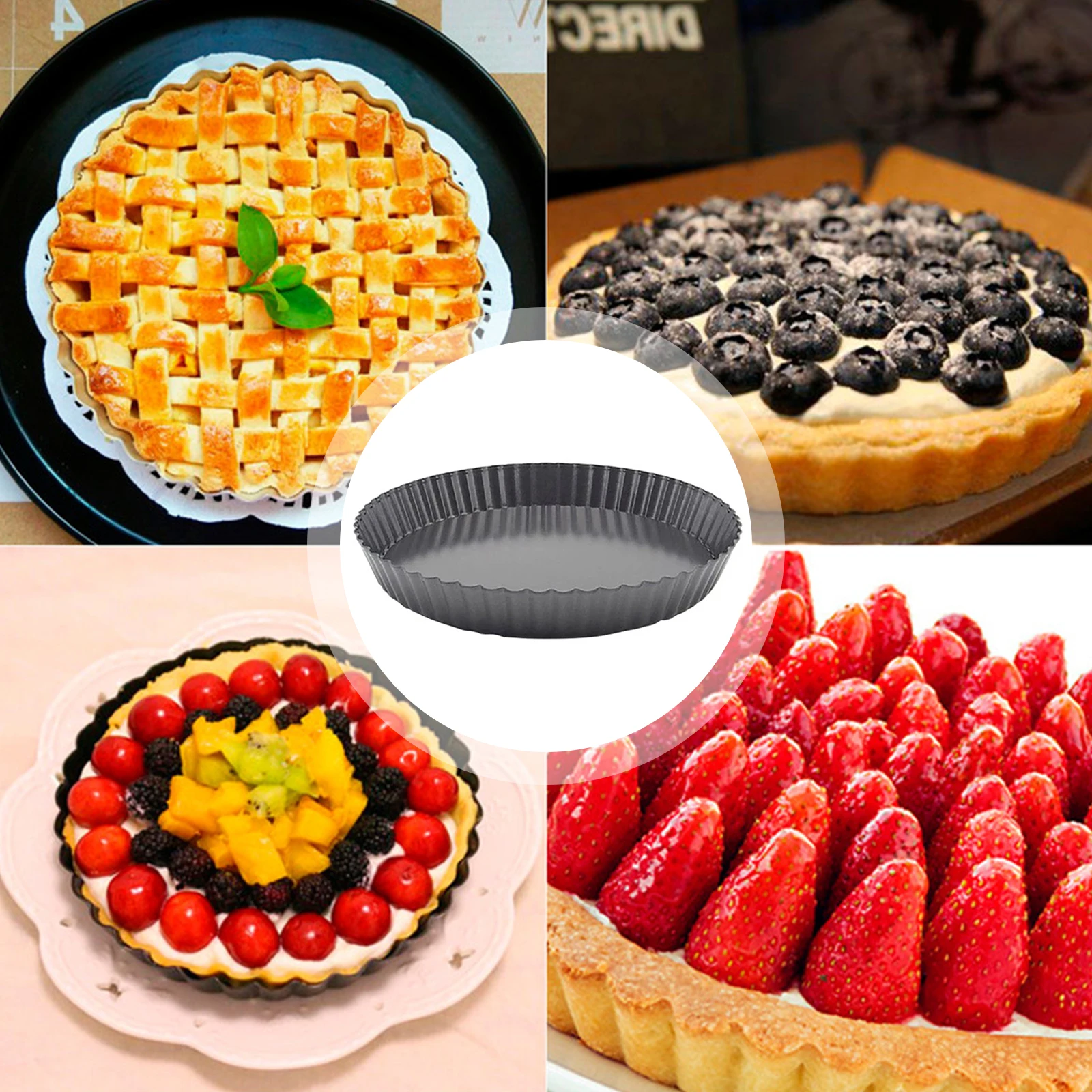 

9 inch Non-Stick Tart Quiche Flan Pan Molds Pie Pizza Cake Mold Removable Loose Bottom Fluted Heavy Duty Pizza Pan Bakeware