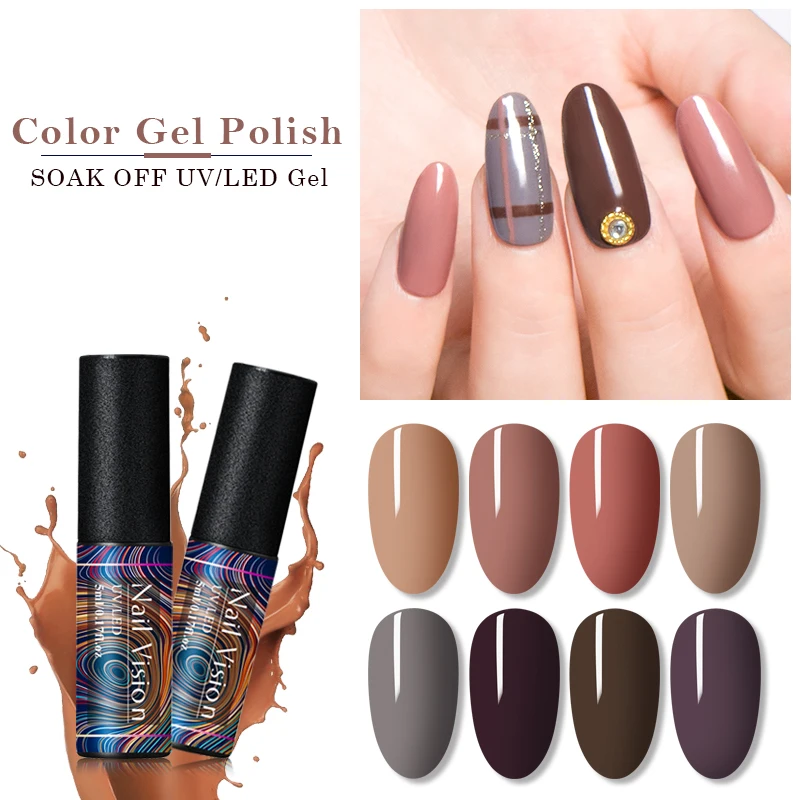 Nail Vision 5 мл УФ Цветной Гель-лак для ногтей серая Коричневая серия Гель-лак для ногтей Полупостоянный замачиваемый Гель-лак для ногтей