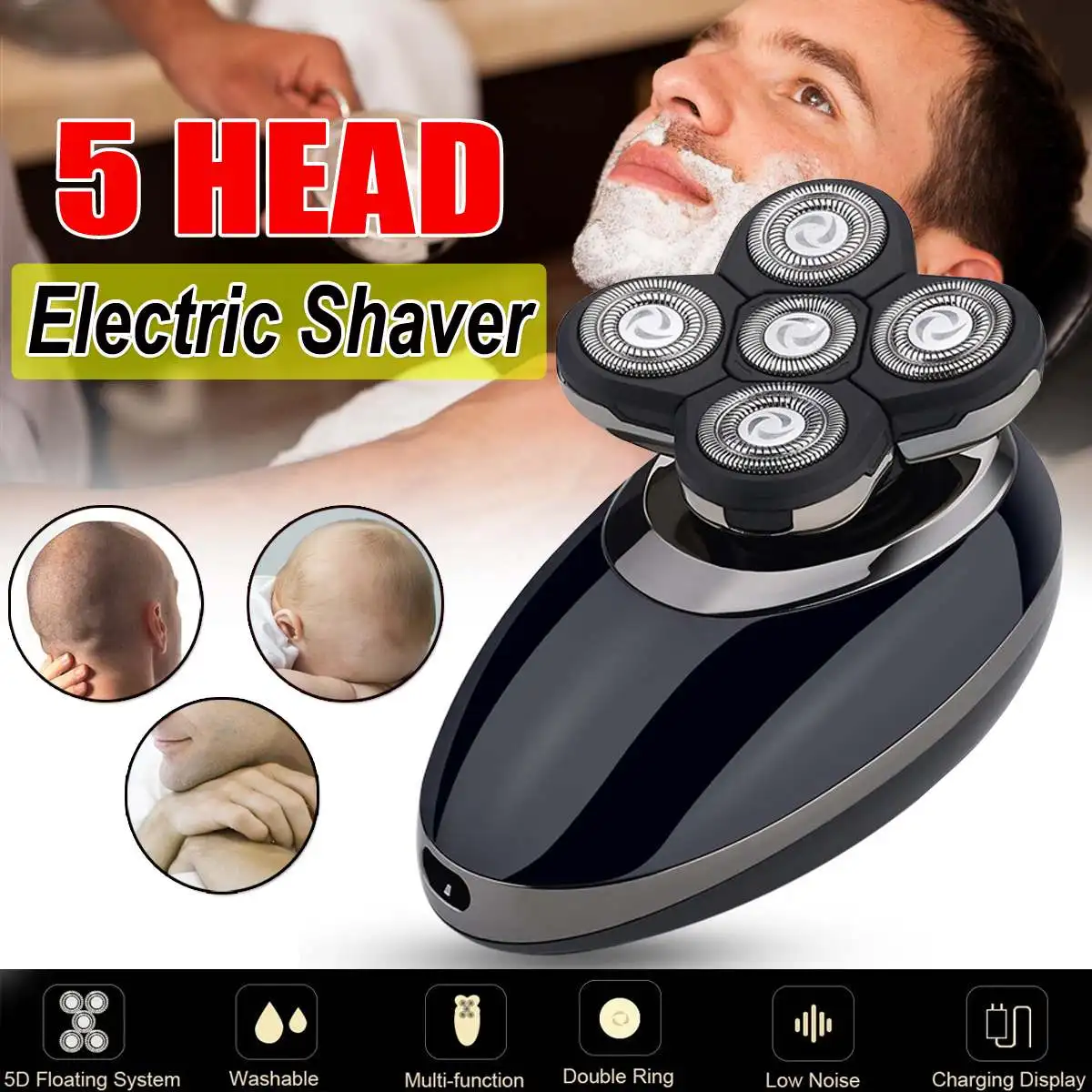 

5 Heads Men Washable Rechargeable Electric Shaver Electric Shaving Beard Machine Razor for Men Dry Wet Beard Trimmer