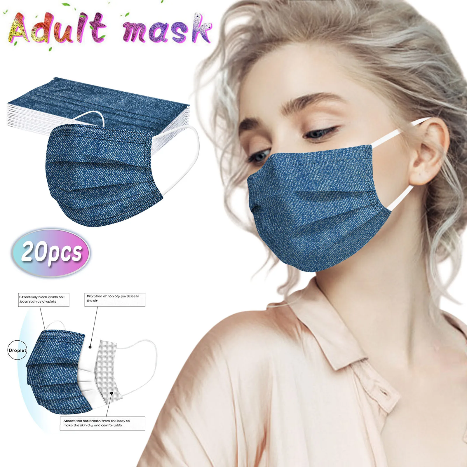 

20 шт., одноразовая промышленная маска с заушными крючками