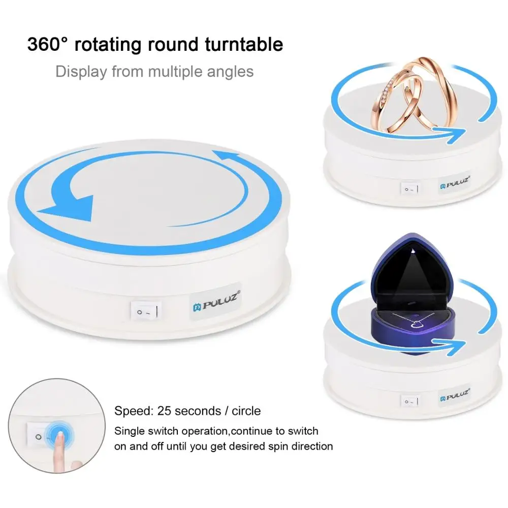 

USB Electric 360 Degree Rotating Turntable Display Stand For Photography Max Load 10Kg Video Vlog Shooting Props Turntable