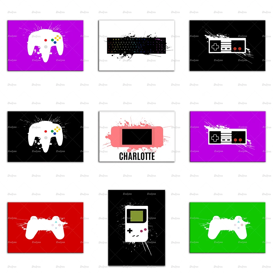 Nintendo Gameboy Console Switch Lite Retro Posters-NES Controller-Boys Gaming  Keyboard Home Decor Prints Wall Art Canvas Gift