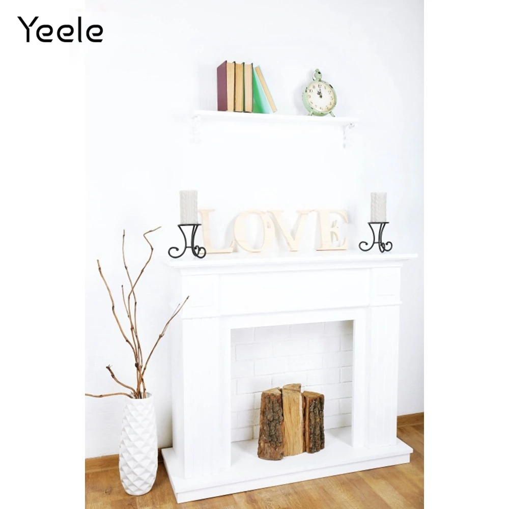 Фоны для фотосъемки Yeele с изображением белых стен полки растений камина любовных